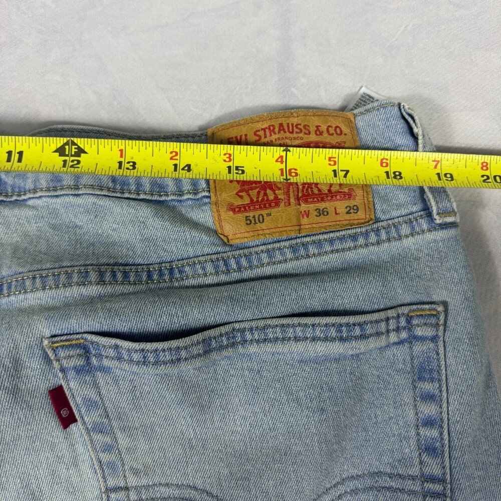 Levi's 510 Men's Skinny Leg Jeans Blue Denim Light Wash Stretch 5-Pocket W36 L29 - Picture 15 of 16